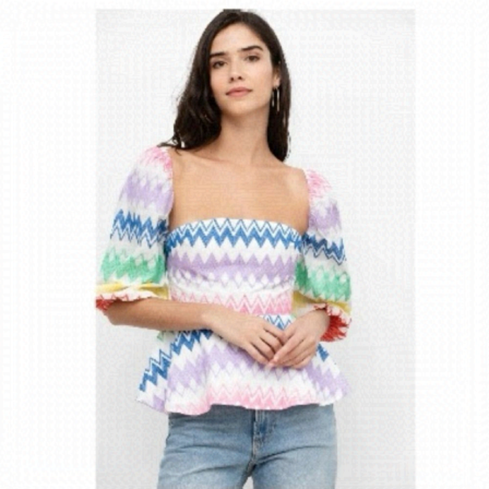 YUMI Kim “Eliza” Embroidered Puff Sleeve Top